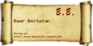 Baar Bertalan névjegykártya